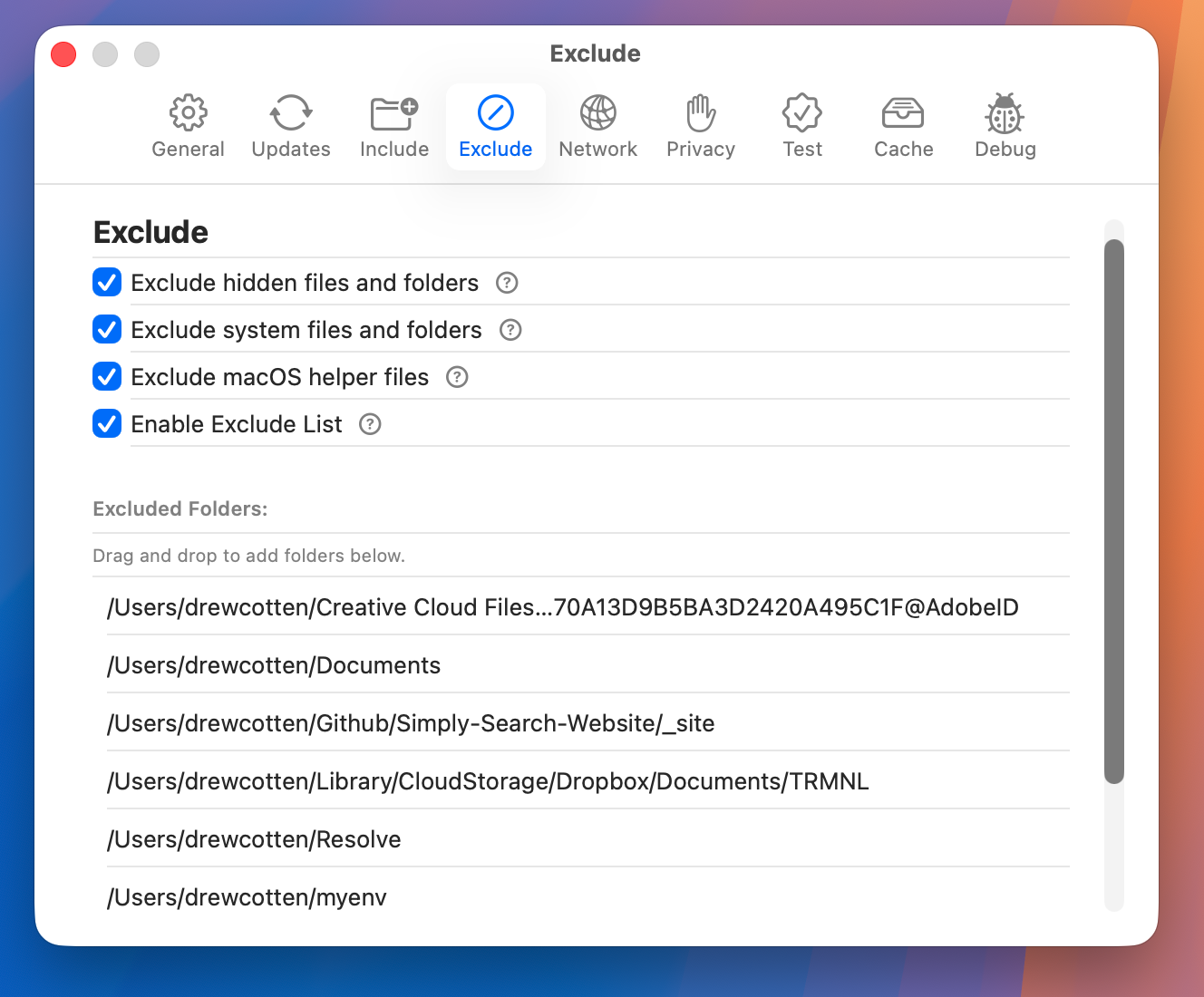 Exclude options panel in Simply Search